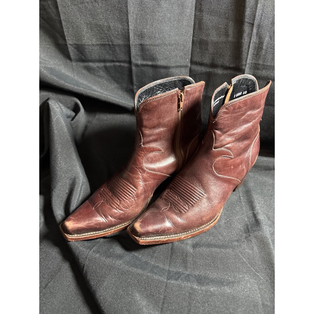 Charlie 1 Horse Womens Brown Leather Western Ankle Boots 6500 Brazil Size 8B
